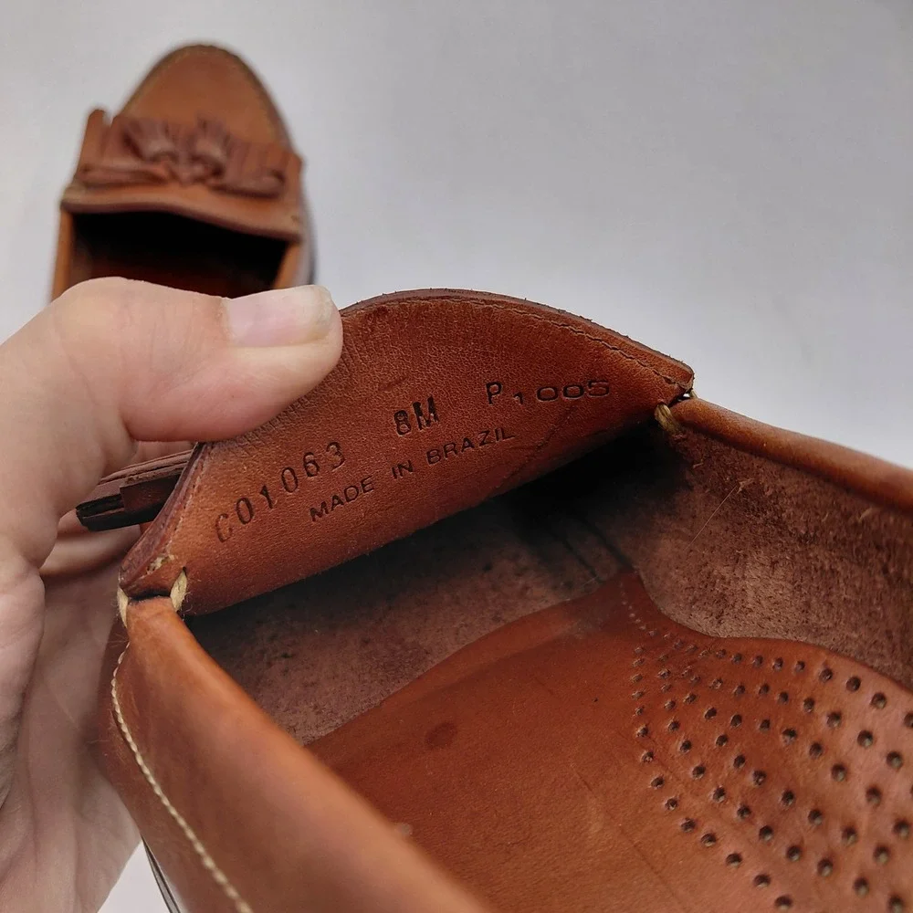 Cole Haan Mens 8 M British Tan Leather Kiltie Tassel Loafers C01063 Brazil Lux